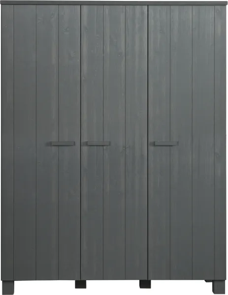 Dennis, Garderob, mörkgrå, H202x55x158 cm, furu