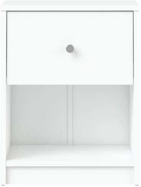 TVILUM May nattduksbord - vitt trä, 1 låda och 1 hylla